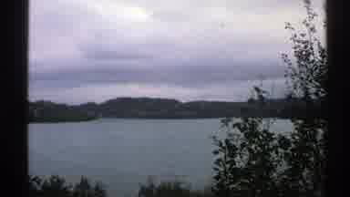 Norway (1976): View Of Blue Lake Hills And Trees On A Cloudy Day