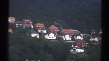 Norway (1976): Small Forest Village White Houses Red Roofs On Hill Vintage