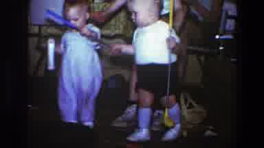 Saint Paul Minnesota (1973): Two Babies Playing With Toy Golf Clubs With Their