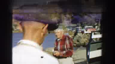 Wisconsin-1957: Elderly Man and Boy Fishing at Lake