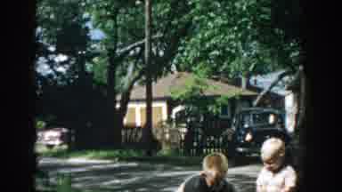 Wisconsin (1957): Three People Walk Away From Green Tree On A Sunny Day