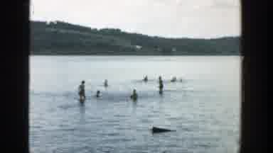 Wisconsin-1957: Black And White Video Of People Swimming In A Lake