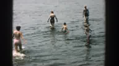 Wisconsin (1957): Men And Women Having Fun Fishing And Swimming In A River