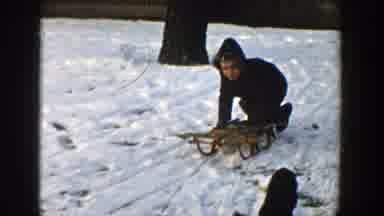 Wisconsin (1957): Children Playing And Sledding Down Small Hill In The Snow