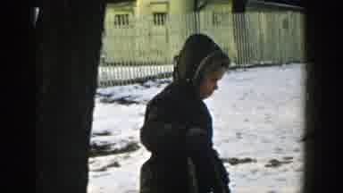 Wisconsin (1957): Its A Snow Day For These Two Kids Dressed In Warm Clothes Tying