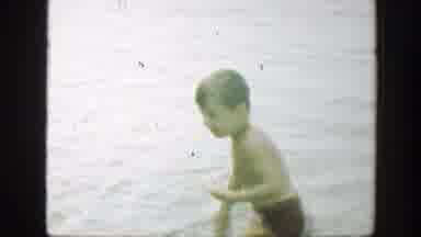 Connecticut (1947): Three Children Swimming In Summer And Splashing Water For Fun