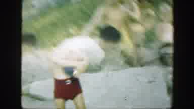 Connecticut (1947): Family Gathered Child In Swimsuit By The Beach Boy Holding