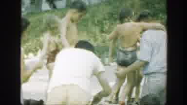 Connecticut (1947): Family Outing In A River And Two Little Girls Laughing While