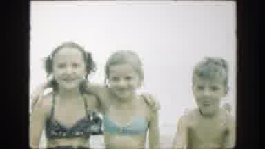 Connecticut (1947): Three Children Together At The Beach Sitting And Then Standing