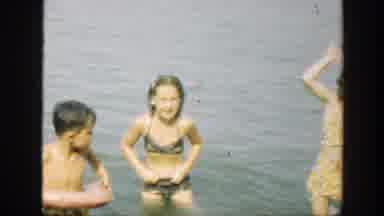 Connecticut (1947): Girls And Boys Swimming And Playing In The River Water By The