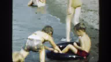Connecticut (1947): Kids At The Beach In The Water Playing With Balls And