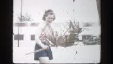 Florida (1945): Children Running In The Yard Woman Swinging Dry Leaf Stem