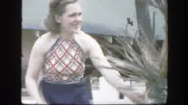 Florida (1945): Woman Walking With Dry Plant Branch And Children Watching