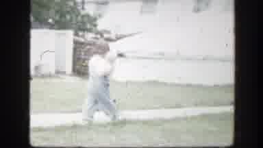 Florida (1945): Child Strolls In The Park With His Father And His Teddy Bear