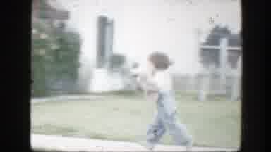 Florida (1945): Toddler Wearing Blue Overalls Runs With Stuffed Toy Rabbit On A