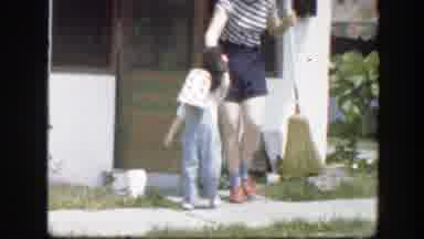 Florida (1945): Child Running With Her Mae In The Backyard Of Home On A Sunny Day