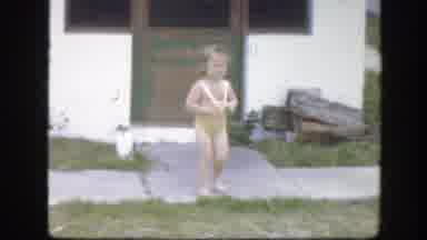 Florida (1945): Little Girl Outside In A Bathing Suit Adjusting Her Bathing Suit