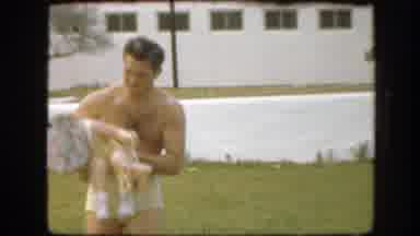 Florida (1945): Happy Dad Tossing His Little Girl Wearing A Bonnet In A Grassy