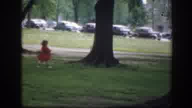 Washington DC (1945): A Beautiful Girl In Red Dress Running In A Park Surrounded