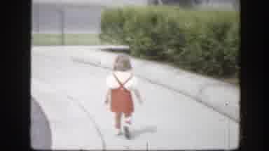 Washington DC (1945): Girl White Two Walking Playing Outside Neighborhood Bushes