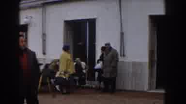Italy (1960): Elderly Group Of People Leaving A Rustic Outdoor Tree Cafe