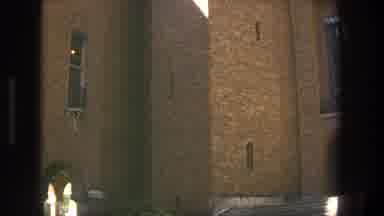 Stockholm Sweden (1975): View Of Steps And Entrance To Brown Building On A Sunny