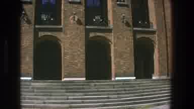 Stockholm Sweden (1975): Brick Building With Religious Sculptures And Multi-Step