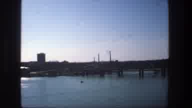 Stockholm Sweden (1975): Cargo Ship Docked In The Port Next To A Calm Sea
