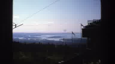 Stockholm Sweden (1975): View Of Trees And Zip Line Cable On A Clear Day