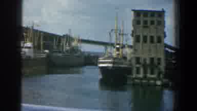Baltimore Maryland (1961): Three Large Ships Docked At Port On A Clear Sunny Day