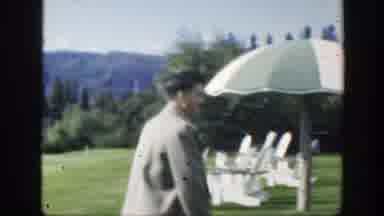 Montreal Canada (1950): Lord In His Beautiful Green Garden With Chairs And Table