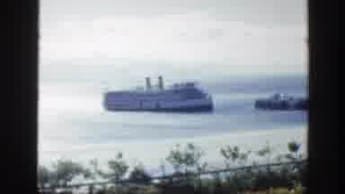 Montreal Canada (1950): View Of Large Ship Approaching The Bushes Harbor On The