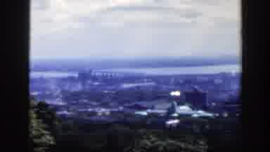 MONTREAL CANADA-1950: Skyline View Of The City On A Cloudy Day From Up Above