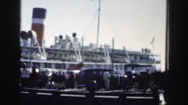 Montreal Canada (1950): Crowd Gathers To Watch Black White And Red Ship Sail In