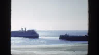 Montreal Canada (1950): Big Boats By The Beach And Smiling Woman Being Recorded