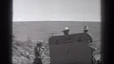 California (1936): Rudimentary Vehicles Travel By Rail Or Rail Apparently Cargo