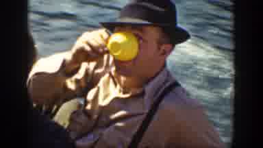 California (1936): Man In A Hat Fishing By The River On The Drinking Boat