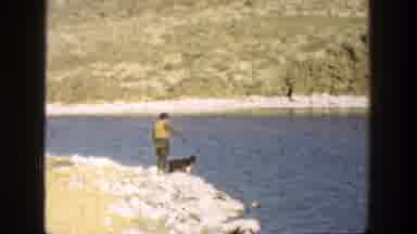 California (1936): Man And Dog At The Lake