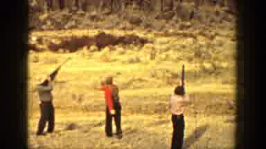 California (1936): Three Men Practicing The Sport Of Skeet Shooting Outside On A