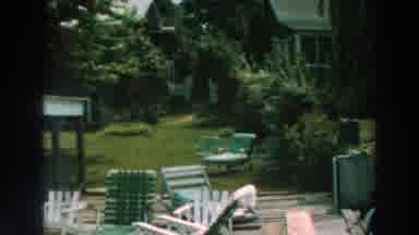 Lake Winnebago Wisconsin (1964): View Of Green Lawn Chairs In Green Garden On A