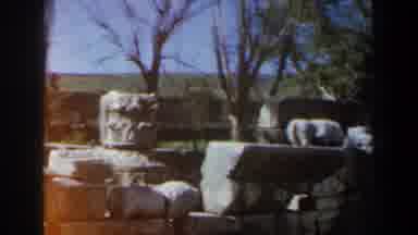 Israel (1960): View Of Grey Stacked Stones And Trees On A Sunny Day