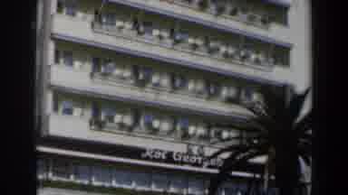 Israel-1960: Panning Downward On A Hotel Marquee With Outdoor Cafe