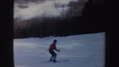 Vermont (1962): Person Wearing Red Jacket Skis Downhill On A Sunny Day