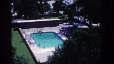French Lick Indiana (1958): Panoramic View From Above Of Wooded Park With Swimming