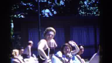 French Lick Indiana (1958): Pool-Side Waving Women Men Sunning Smiling Teasing