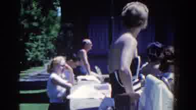 French Lick Indiana (1958): Older Men And Women Celebrate A Pool Party