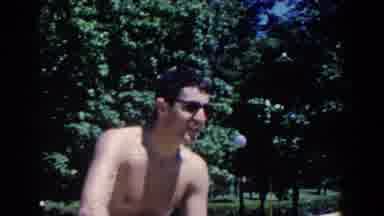 French Lick Indiana (1958): Men And Women In Swimsuits Gather On A Sunny Day One
