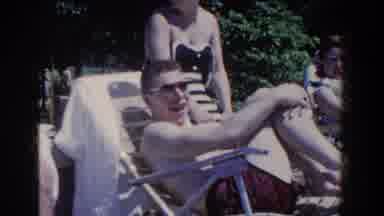 French Lick Indiana (1958): People Enjoying A Sunny Day At The Local Swimming Pool