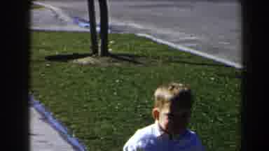 Las Vegas (1958): Small Blond Boy Child Walking On Pavement And Looking Around