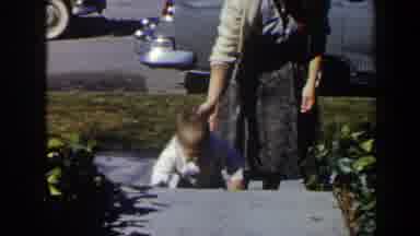 Las Vegas (1958): Old Footage Of A Child Crawling Up Stairs Guided By Mother